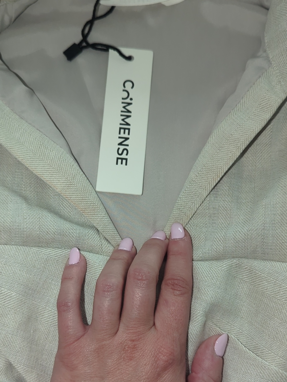 Commense Cream Wide-Leg Trousers with Draped Wrap Top Set - Picture 11 of 12